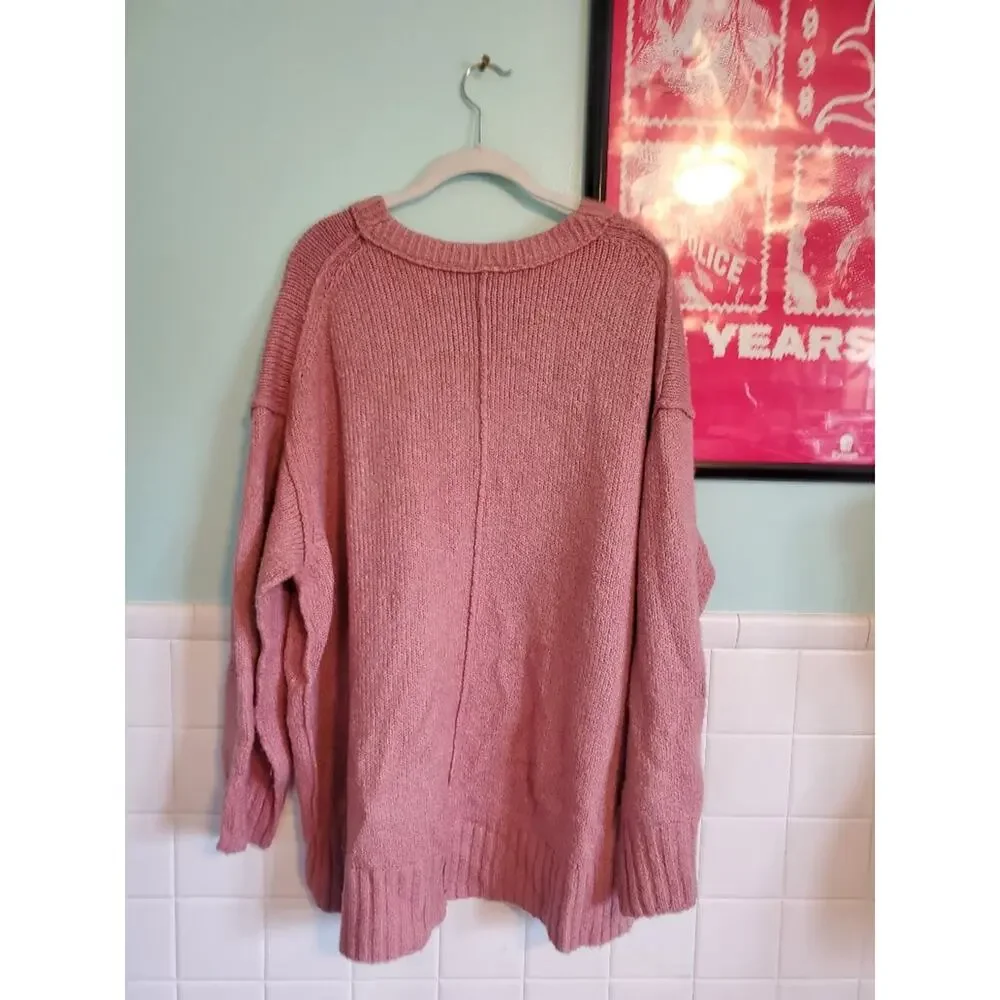 Free People Women's Brookside Tunic Sweater in Pink Lightning Size Medium - Picture 6 of 12